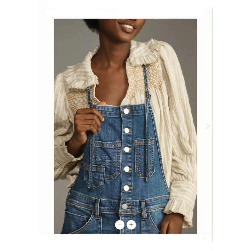 Pilcro Anthropologie Denim Bib Overall 24 Petite Utility Carpenter Button Front